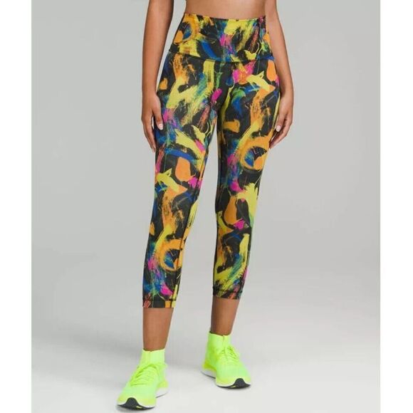 Lululemon Women's Sz 2 Black Multi Wunder Train High Rise Crop 23” Leggings - Picture 11 of 13